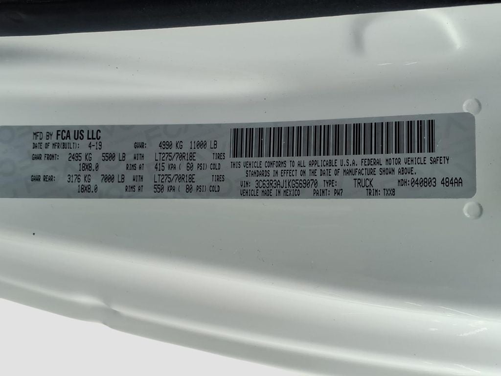 2019 RAM 3500 Tradesman Regular Cab 4x4 8' Box