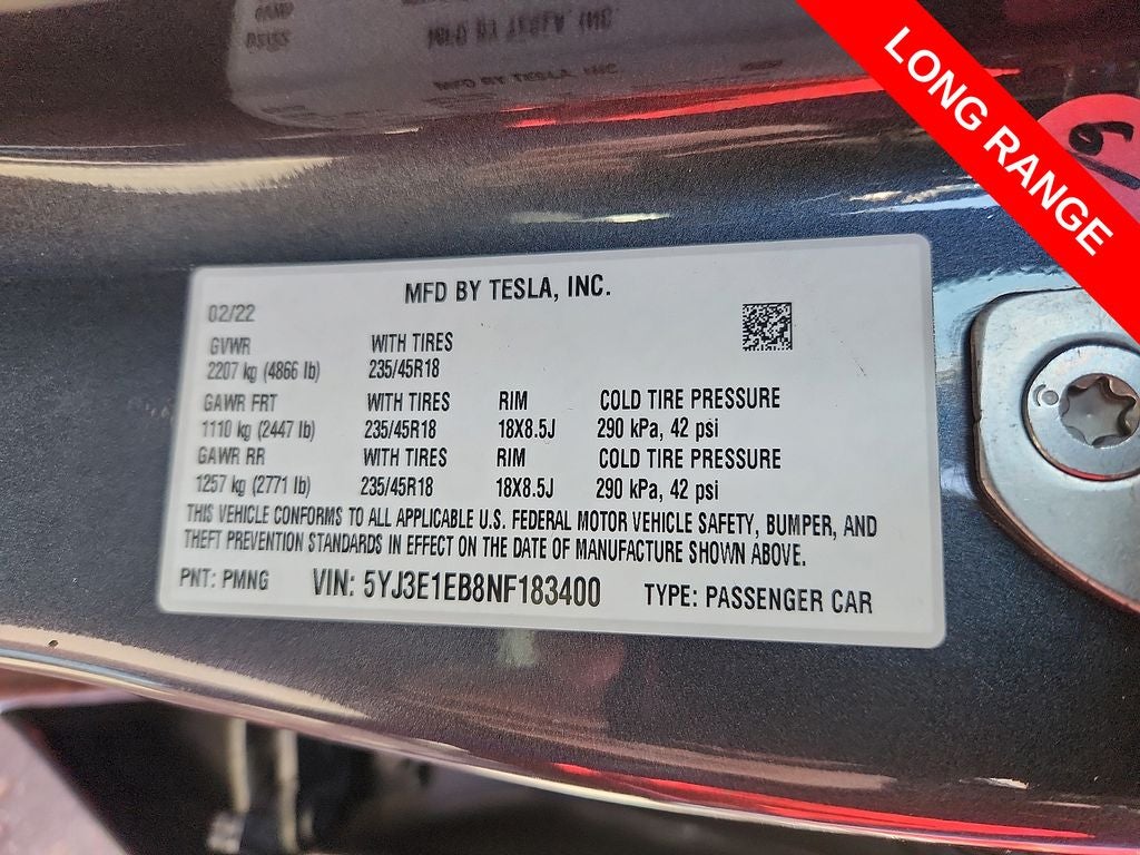 2022 Tesla Model 3 Long Range Dual Motor All-Wheel Drive