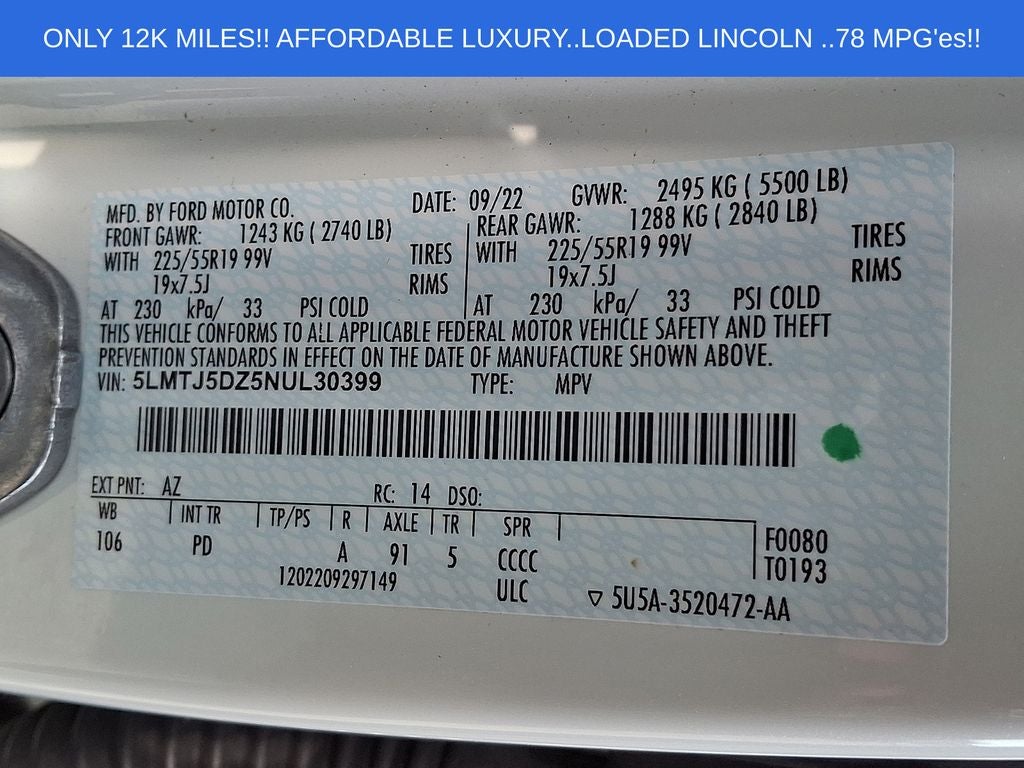 2022 Lincoln Corsair Plug-In Hybrid Grand Touring