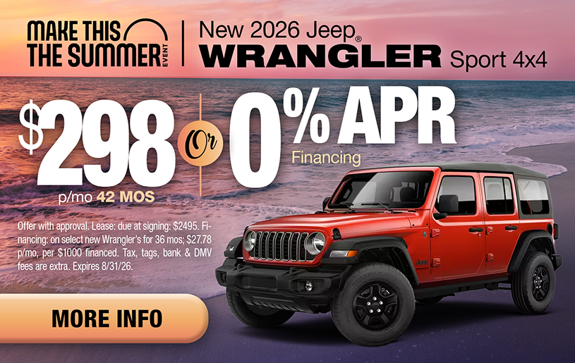 NJ Dealer Wrangler Special Lease
