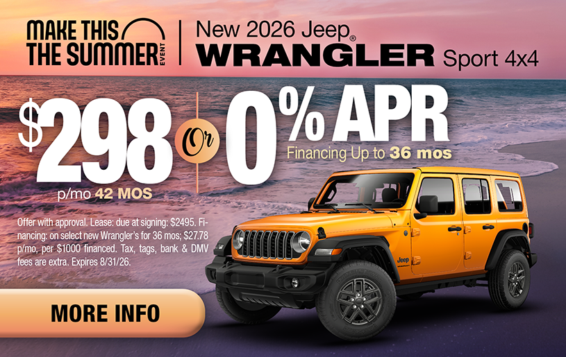 NJ Dealer Wrangler Special Lease