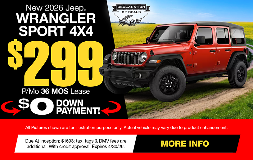 NJ Dealer Wrangler Special Lease