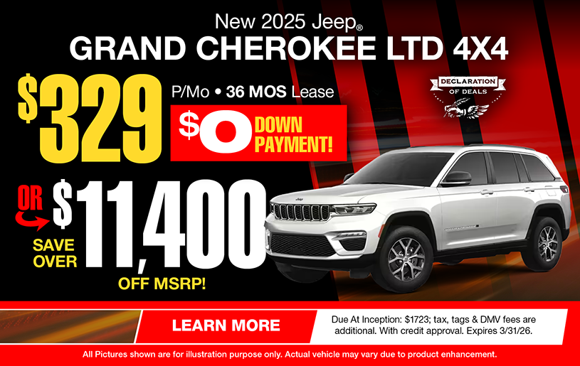 NJ Dealer Grand Cherokee Lease Offer
