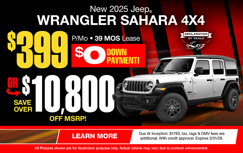 NJ Dealer Wrangler Special Lease