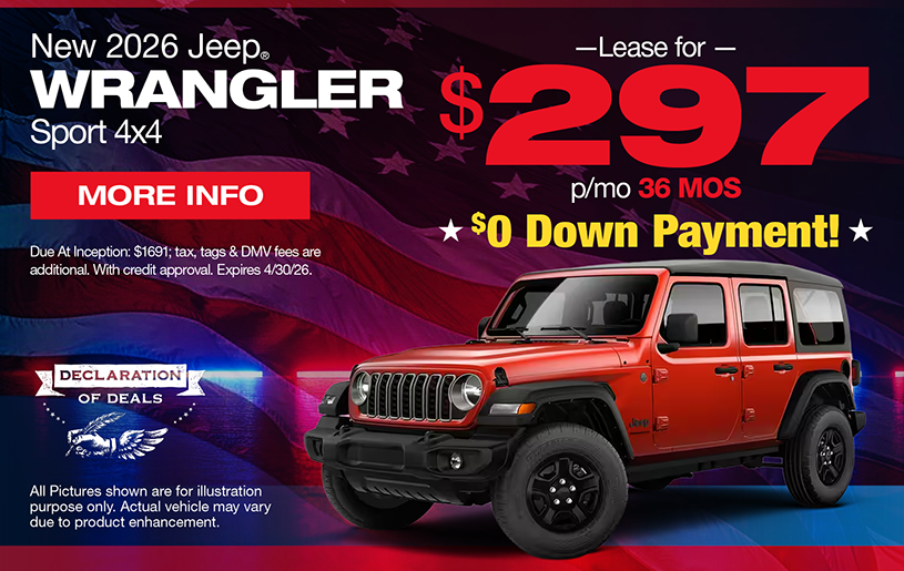 NJ Dealer Wrangler Special Lease